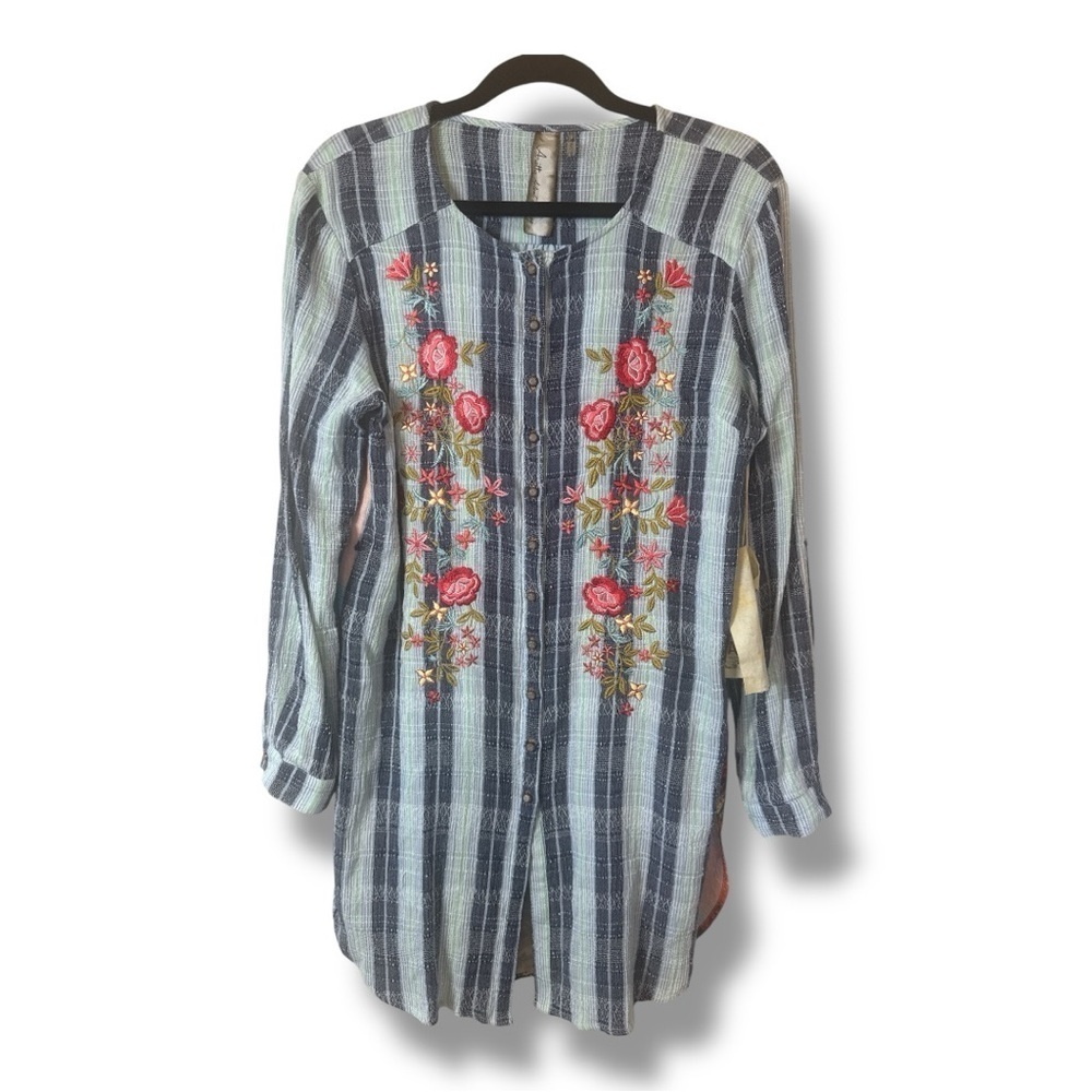 Aratta Floral Embroidered Striped Tunic - Picture 3 of 11